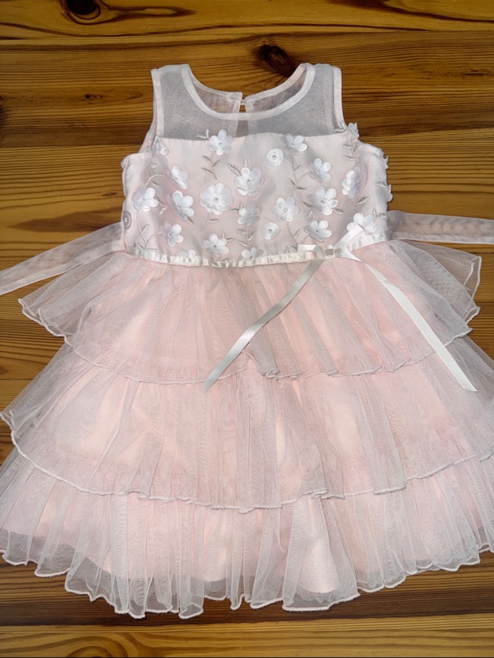 EUC Jona Michelle 4T Light Pink Floral Appliqué Tulle Party Dress
